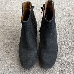 Isabel Marant Black Suede Ankle Booties with Side Zip Dicker